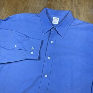 Brooks Brothers 346 Long Sleeve Mens Dress Shirt 17.5 34/35 Blue Classic Formal